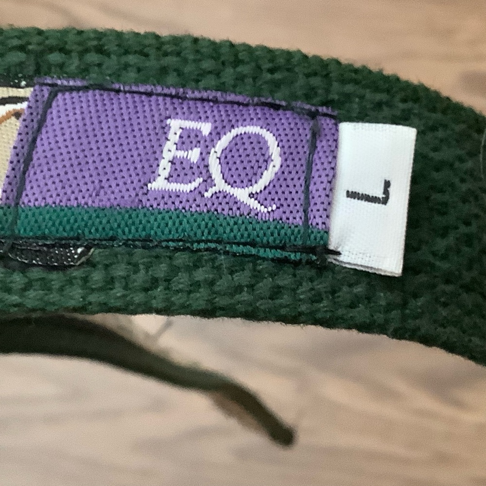 EQ Equestrian D-Ring Belt Women Size L Horses Fabric Green Beige 42.5” Long - Picture 5 of 7